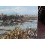 Средна картина масло на платно Испания, стара - 3795